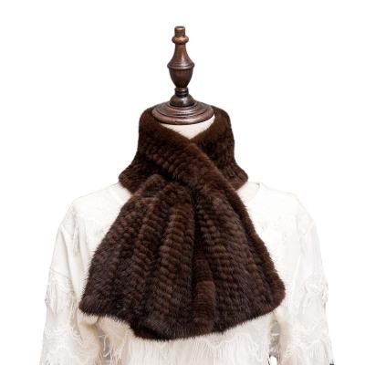 China Luxury Mink Fur Women Neck Collar Hand Knitted Real Mink Fur Scarf Thick Short for sale