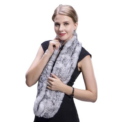 China Full Fur Winter Women Neck Ring Scarves Real Rex Rabbit Fur Scarf for sale