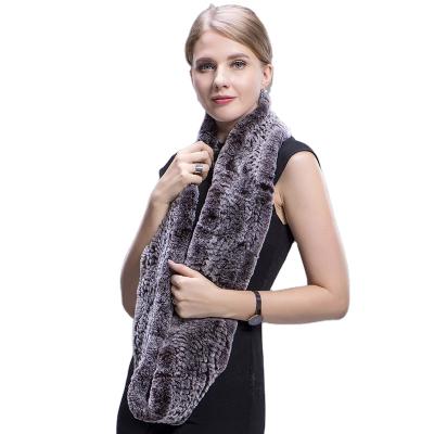 China Multicolored Loop Scarf Women's Rex Rabbit Fur Infinity Scarves Winter Neck Collar Real Hand Knitted for sale