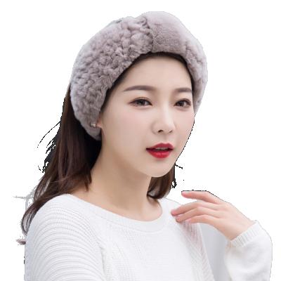 China European and American Style MWfur Knitted Warmer Headband Neck Ear Cover True Rex Rabbit Fur Headband For Women for sale