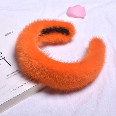 China Winter Candy Temperament Women Mink Hair Accessories Fashion Autumn Girls Headbands Real Mink Fur Headband For Ladies for sale