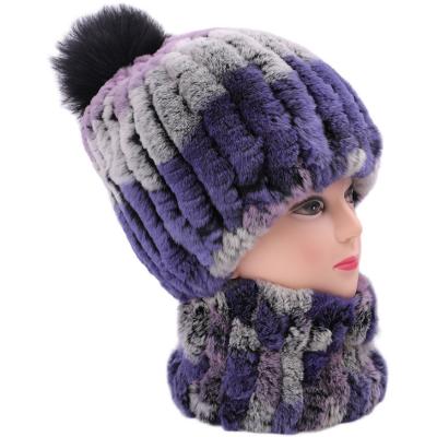 China Real Fox Fur Genuine COMMON Ladies Winter Hats Rex Rabbit Fur Hat Winter Pom Pom Beanie For Women for sale