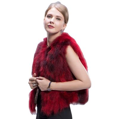 China Real Sustainable Raccoon Fur Vest Sleeveless With Pocket for sale