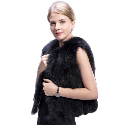 China Natural Real Fox Fur Vest Fox Fur Vest Women Real Fur Black Fur Vest for sale