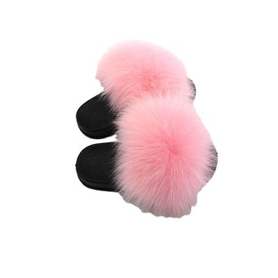 China Fashion Trend Children's Slipper Fox Fur House Slippers For Child for sale