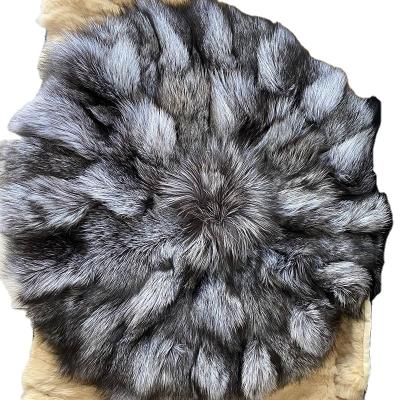 China Non-Toxic Luxury Natural Fox Fur Cushion Round Shape Chair Cover for sale