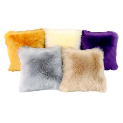 China Artificial Fur Plush Anti-pilling Sheepskin Cushion Pillow Cover Pillow Case for sale