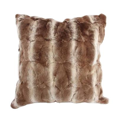 China Non-Toxic Home Decor Patchwork Striped Design Unfilled Genuine Fur Pillow Cases for sale