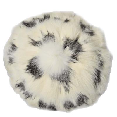 China Round Shape Natural Anti-pilling Fox Fur Cushion Cover Chair Pad For Chair Sofa for sale