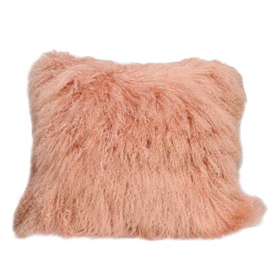 China Anti-pilling Mongolian lamb fur pillow cover for sale