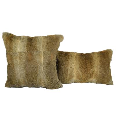 China Good Quality Folded Sofa Cushion Natural Rabbit Skin Fur Cushion Cover for sale