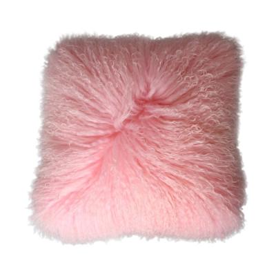 China Fashion Real Mongolian Soft Dye Lamb Fur Plush Pillowcase Pillow Cushion Covers for sale