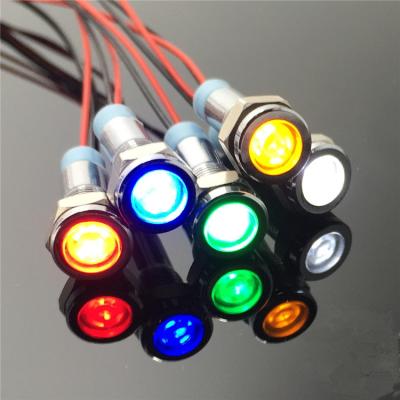 China Residential / Multipurpose Waterproof Ip67 Led Indicator Light 8mm Round Price Cheapest Indicator Light With Wire Red / Green / Yellow / Blue / White Lamp for sale