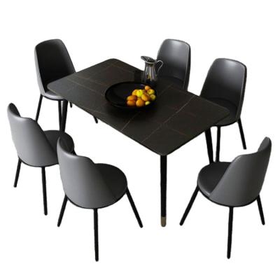 China Factory Outlet Modern Luxury Restaurant Marble Dining Table Long Top With 6 Chairs for sale