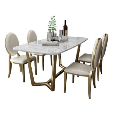 China Modern Design Modern Nordic Style 5 Piece Italian Marble Dining Table Set Dining Chair and Table Set for sale