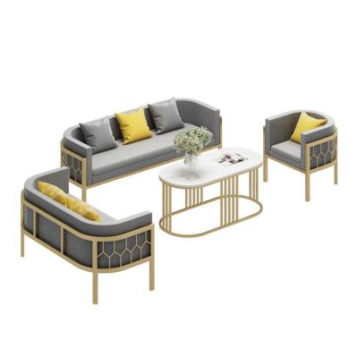 China Modern Nordic Office Sofa Marble Tea Table Velvet Sofa Chair Set for sale