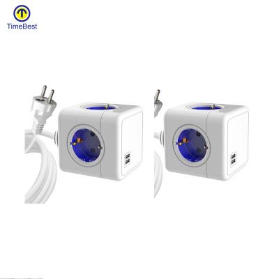 China USB Mini Cube Socket With 1.5m Universal Portable Residential/Multi-Purpose Extension Power Outlet Extension Cord for sale