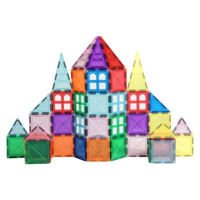 China DIY TOY Hot Sale 3D Tiles 60 Pieces Clear Magnetic Tiles Set Magnet Building Blocks for sale