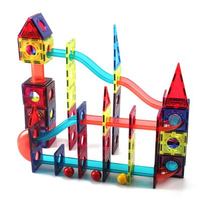 China Building Toy 108 Pieces Magnetic Roller Coaster Building Block Track Marble Race Tiles DIY Maze Ball Running Toy for sale