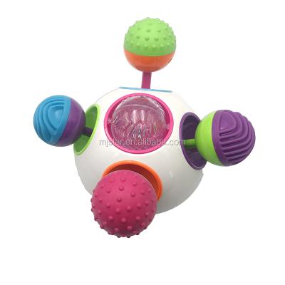 China Eco-friengly Baby Soft Touch Hand Touch Colorful Early Learning Baby Ring Ball Puzzle Toys With Sound And Light for sale