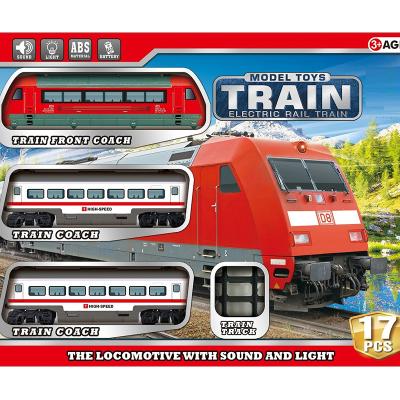 China Slot Toy Kids Toys 17PCS Battery Operated Plastic Train Track Toy With Light And Music for sale