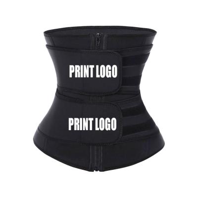 China New Logo Private Label Women Slimming 2021 Workout Compression Double Belt Neoprene Printing Waist Trainer QUICK DRY for sale