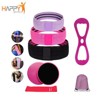 China Durable Home Gym Core Sliders Fabric Resistance Bands Workout Set for sale