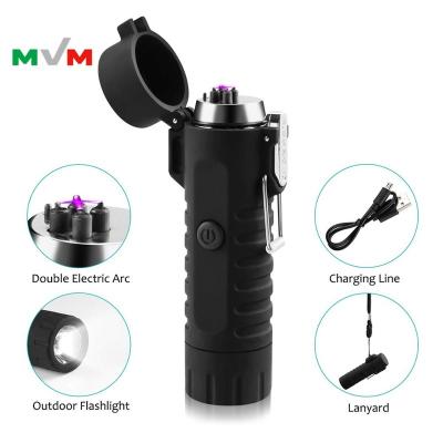 China MLT190 USB Rechargeable Waterproof Lighter Plasma Electric Lighter With Flashlight For Outdoor Camping Hiking for sale