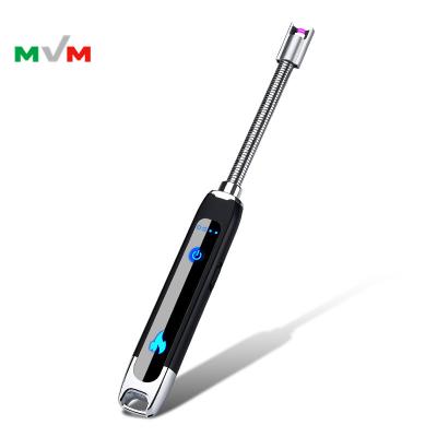 China ARC Handle Rechargeable Candle Lighter Long Metal BBQ Lighter MLT225 With Battery Indicator Outdoor Camping for sale