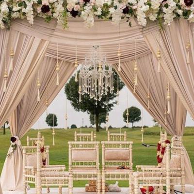 China Modern/Luxury White Backdrop Drape Wedding Event Decoration Backdrop Curtains Glitter Gold Tinsel Fringe for sale