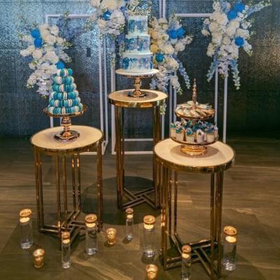 China 2021 hot sale round wedding metal stainless steel gold table plinth pedestal for wedding decoration for sale