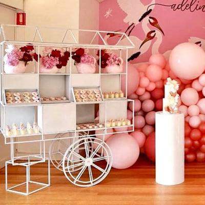 China Wedding Candy Cart For Wheeled Cart Wedding Decorations Gold Candy Display Cart for sale