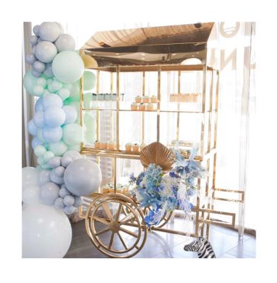 China Wedding Hot Sale Wedding Supplier Cake Display Flowers Cart Stainless Steel Candy Cart Dessert Balloon Cart Wedding Decorations for sale