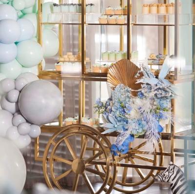 China Wedding Flower Candy Wedding Display Cart Plated Stainless Steel Party Wedding Decor for sale