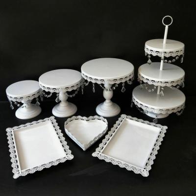 China Wedding Party White Metal Viable Cake Decorating Display Stand Set for sale