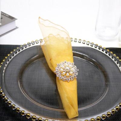 China Disposable Luxury Transparent Clear Ice Charger Plates With Gold Beads For Dinner Party Or Hotel for sale