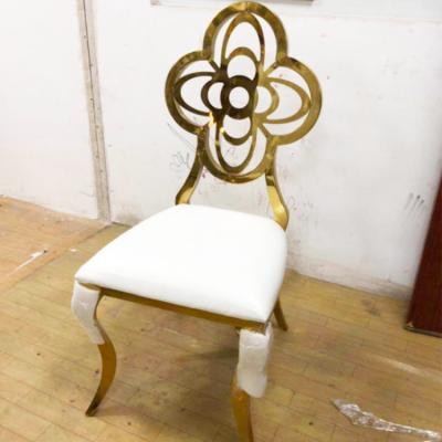 China Modern Infinity Gold Banquet Chair Leather Stainless Steel Dining Chairs for sale