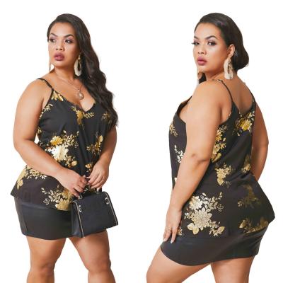 China QUICK DRY Hollow Top Custom Style Flower Sling Backless Sexy Backless T-Shirt Printing Plus Size Women Tops for sale