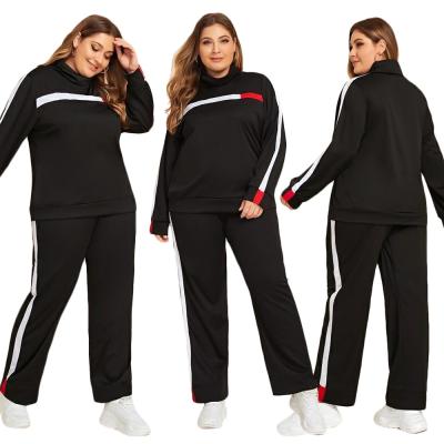 China Anti-Wrinkle Tracksuit Teams Women Plus Size Sport Set 2021 Plus Size 2 Piece Women's Overalls Clothing High Neck Women's Mid Casual Clothing for sale