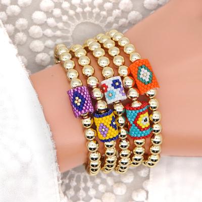 China Gold Quality Size Go2boho Handmade Beaded Pulseras Brackets Eye Bead Bracelets TRENDY Miyuki Bead Bracelet Greek Jewelry For Women for sale