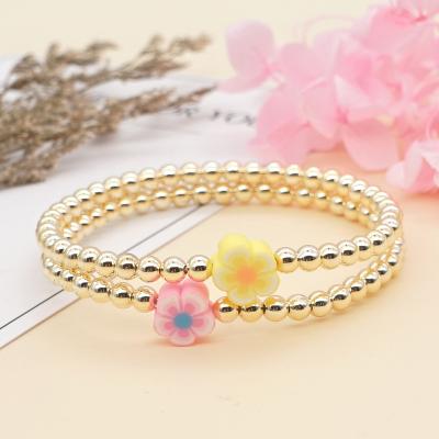 China Go2BoHo CLASSIC Gold Plated Ball Beaded Bangle Fashion Handmade Jewelry Minimalist Daily Flower Bracelets For Women Jewelry Gift for sale