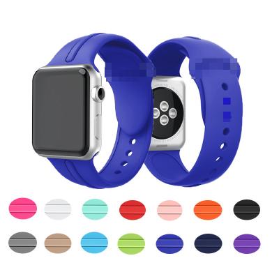 China New Color Silicone Apple Watch Band Black Silicone Watch Band Luxury Rubber Apple Watch Band for sale