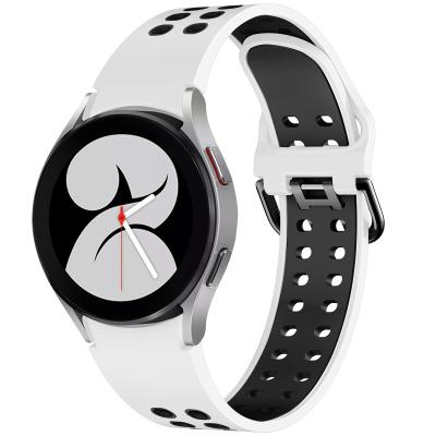 China 20mm interchangeable strap new two color rubber silicone, suitable for Samsung Galaxy Watch 4 sports environmental friendly silicone for sale