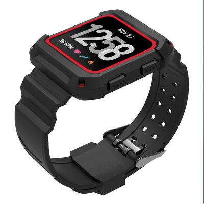 China Smart Watches Fitbit Versa One Piece Strap TPU Watchband Black Silicone Strap for sale