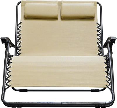 China Durable Double 2-Person Weightless Chair Wide Folding Patio Couch w/Cup Stands for sale