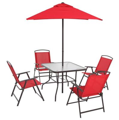 China Durable Outdoor Camping Garden Cafe Patio Balcony 6 Piece Beach Furniture Folding 8 Piece Folding Dining Set for sale