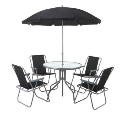 China Comfortable Furniture Dining Outdoor Garden Patio Folding 6 Piece Folding Table Umbrella Beach Piece Set Of 8 Chairs for sale