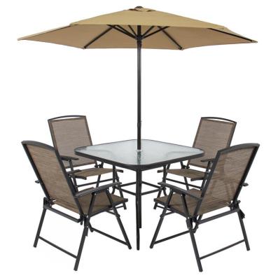 China Durable Luxury Outdoor Garden Cafe Patio Furniture 8 Piece Folding Chair Table Camping 8 Piece Dining Table Set for sale