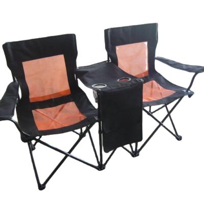 China Lover Seats Easy-carry Camping Chair with Outdoor Portable Folding Camping Reclining Table Beach Sling Chair with Cup Holder for sale