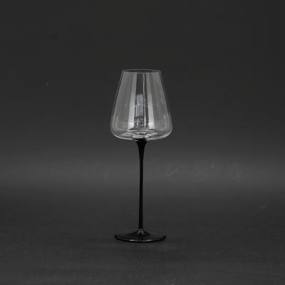 China Long Stemware Wholesale Black Concave Stemware Unique Stylish Red Wine Glasses Long Base Viable for sale